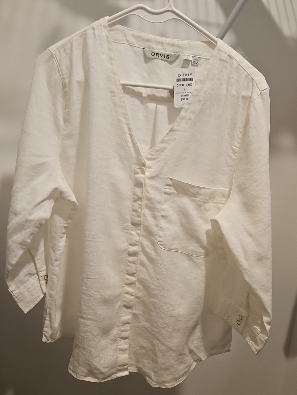 NWT Orvis Perform Linen 3/4 Sleeve Shirt with Pocket